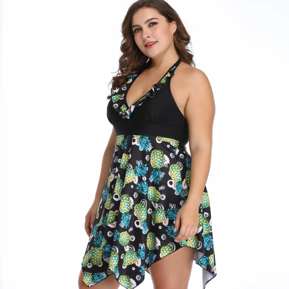2020 Irregular Swimdress Women Tankini Sexy Swimsuit Plus Size Tight Tummy Dress Swimwear