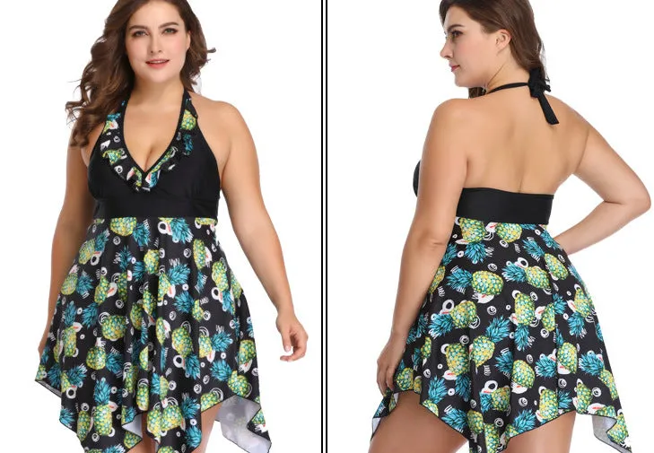 2020 Irregular Swimdress Women Tankini Sexy Swimsuit Plus Size Tight Tummy Dress Swimwear