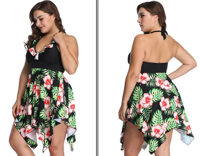 2020 Irregular Swimdress Women Tankini Sexy Swimsuit Plus Size Tight Tummy Dress Swimwear