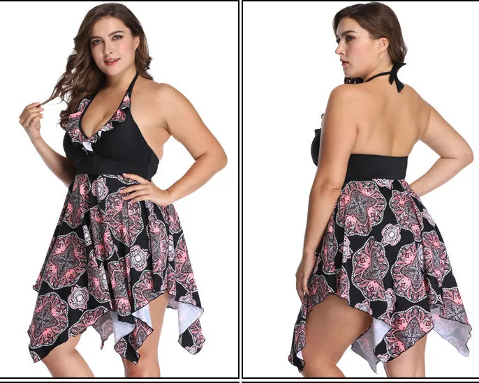 2020 Irregular Swimdress Women Tankini Sexy Swimsuit Plus Size Tight Tummy Dress Swimwear
