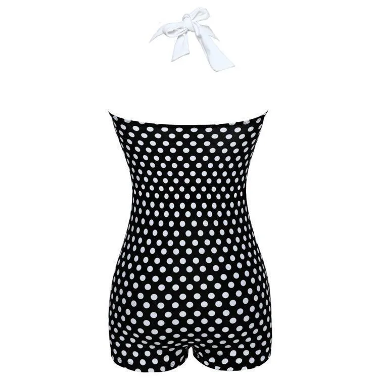 Siamese Black and White Dot Bikini Cherry Large Size Swimsuit