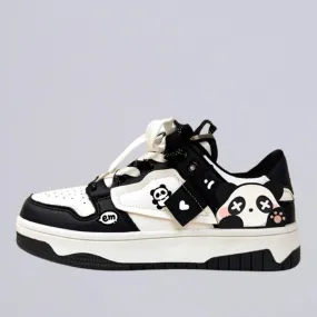 Sparkly Eyed Panda Chunky Black Shoes - Unisex
