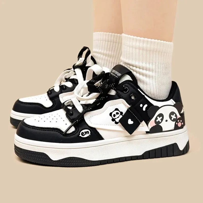 Sparkly Eyed Panda Chunky Black Shoes - Unisex