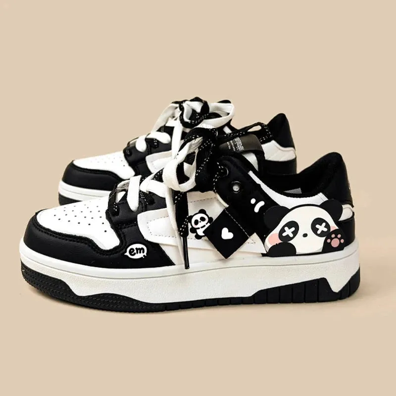 Sparkly Eyed Panda Chunky Black Shoes - Unisex