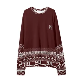 Unisex Christmas Loose Casual Red Brown Sweater